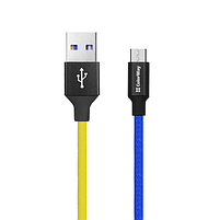 Кабель USB MicroUSB ColorWay CW-CBUM052-BLY 2,4A 1м синій/жовтий, фото 3