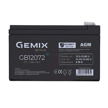 Акумулятор 12V 7,2Ah AGM GB12072 Gemix