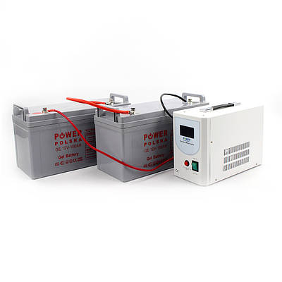 Комплект резервного живлення Power Polska ДБЖ 24V НВ1524 1200Вт + дві гелеві батареї GE 12V,100AH