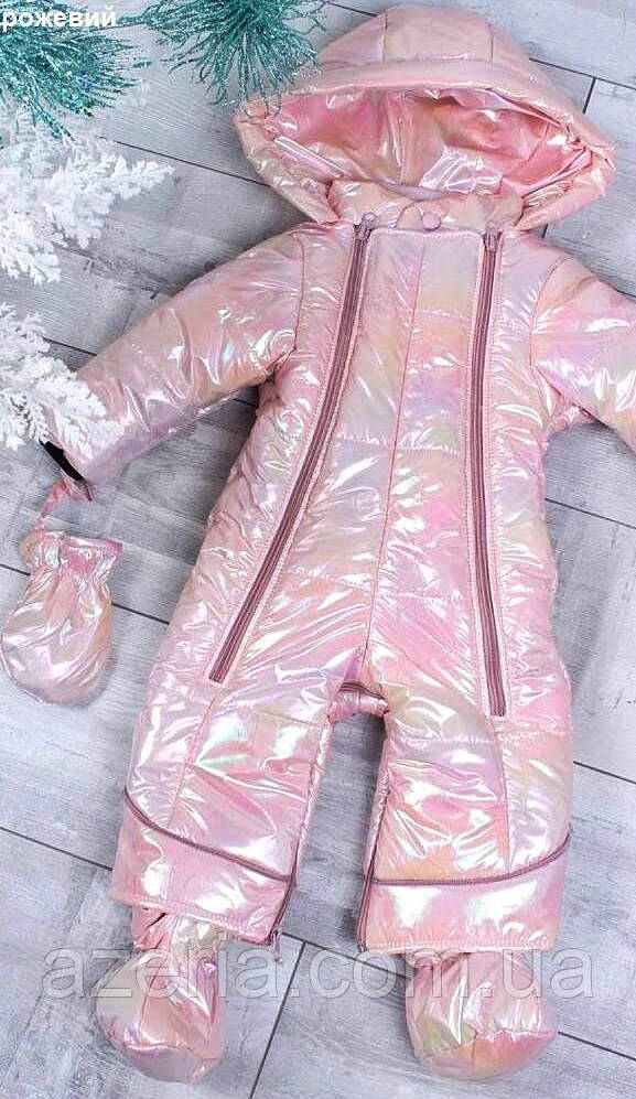 Рожевий якісний зимовий дитячий комбінезон на дівчинку утеплений дитячий комбінезон для дівчинки, фото 1