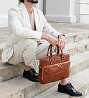 Шкіряна сумка-портфель для ноутбука — Orlando — коньячно-коричневий колір — Time Resistance 5242001, фото 2