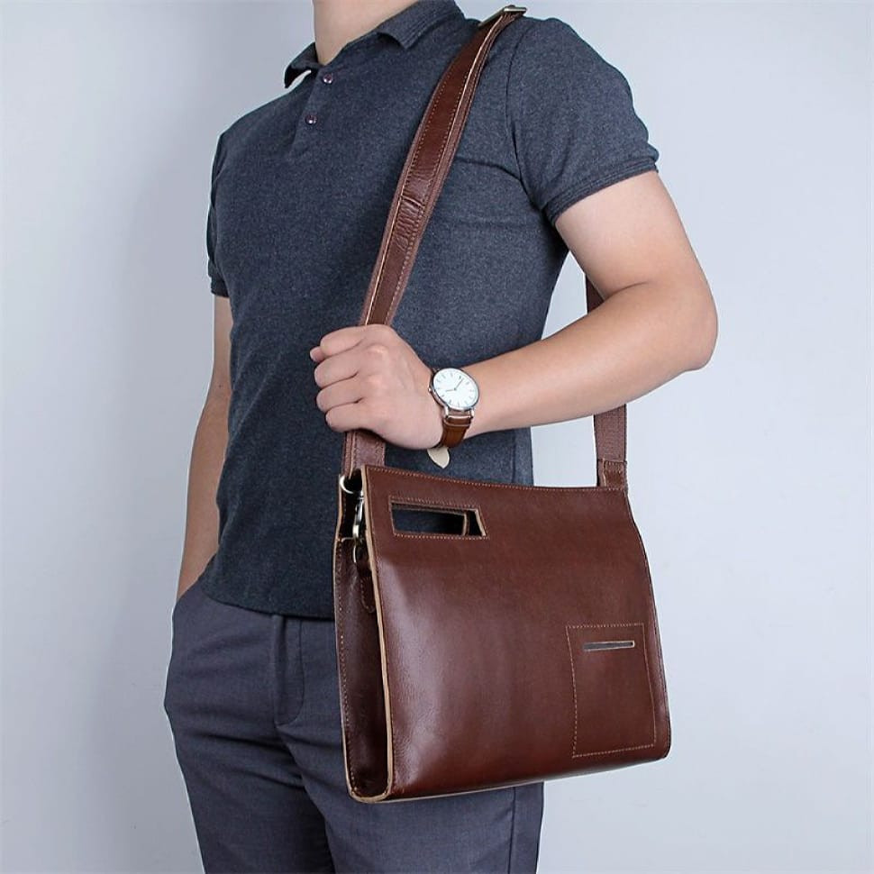 Шкіряна сумка-папка, портфоліо, органайзер, месенджер малий розмір John McDee A0011XS, фото 1