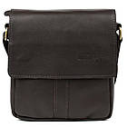 Чоловіча шкіряна сумка через плече компактний месенджер із натуральної шкіри коричнева 22*18*5 см, фото 3
