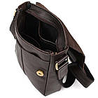 Чоловіча шкіряна сумка через плече компактний месенджер із натуральної шкіри коричнева 22*18*5 см, фото 6