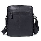 Чоловіча шкіряна сумка через плече місткий крос-боді з натуральної шкіри чорна 22*26*4,5 см, фото 2