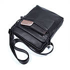 Чоловіча шкіряна сумка через плече місткий крос-боді з натуральної шкіри чорна 22*26*4,5 см, фото 3