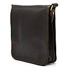 Чоловіча шкіряна сумка через плече компактний месенджер із натуральної шкіри коричнева 26*22*8 см, фото 4