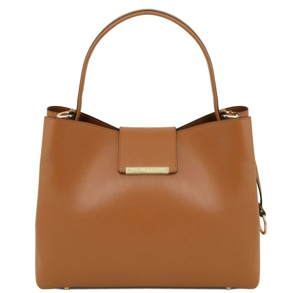 Жіноча сумка тоут із сап'янової шкіри Clio Tuscany TL141690 (Коньяк), фото 1