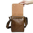 Чоловіча шкіряна сумка через плече місткий месенджер із натуральної шкіри коньячна 23,5*16*5 см, фото 2