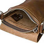 Чоловіча шкіряна сумка через плече місткий месенджер із натуральної шкіри коньячна 23,5*16*5 см, фото 3