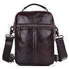 Чоловіча шкіряна сумка через плече компактний крос-боді з натуральної шкіри коричнева 16*22*6 см, фото 3