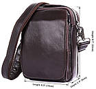 Чоловіча шкіряна сумка через плече компактний крос-боді з натуральної шкіри коричнева 16*22*6 см, фото 4
