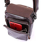 Чоловіча шкіряна сумка через плече компактний крос-боді з натуральної шкіри коричнева 16*22*6 см, фото 7