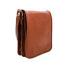 Чоловіча шкіряна сумка через плече місткий месенджер із натуральної шкіри коньячна 22*26*7 см, фото 3