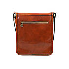 Чоловіча шкіряна сумка через плече місткий месенджер із натуральної шкіри коньячна 22*26*7 см, фото 7