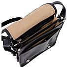 Чоловіча шкіряна сумка через плече місткий месенджер із натуральної шкіри чорна 22*26*7 см, фото 3