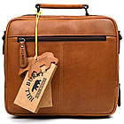 Чоловіча шкіряна сумка з ручкою HB870367B Hill Burry коньячна, фото 2