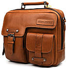 Чоловіча шкіряна сумка з ручкою HB870367B Hill Burry коньячна, фото 4