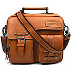 Чоловіча шкіряна сумка з ручкою HB870367B Hill Burry коньячна, фото 10