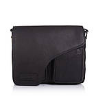 Чоловіча шкіряна сумка через плече місткий месенджер із натуральної шкіри чорна 28*23*8 см, фото 2