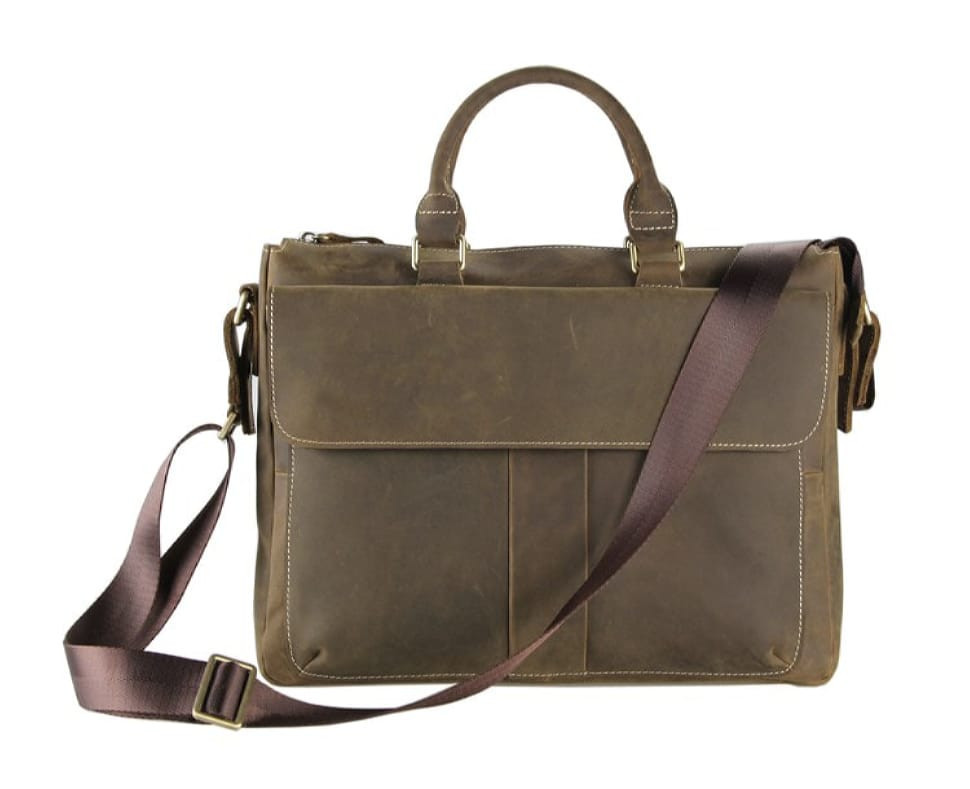 Чоловіча сумка з кінської вінтажної шкіри в коричневому кольорі JD7113R, фото 1