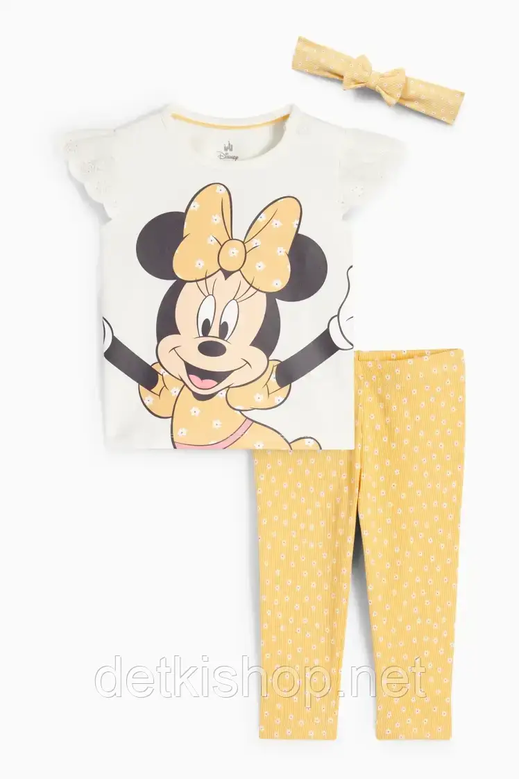 Дитячий комплект на літо для дівчинки, футболка, штанці, пов'язка на головуант