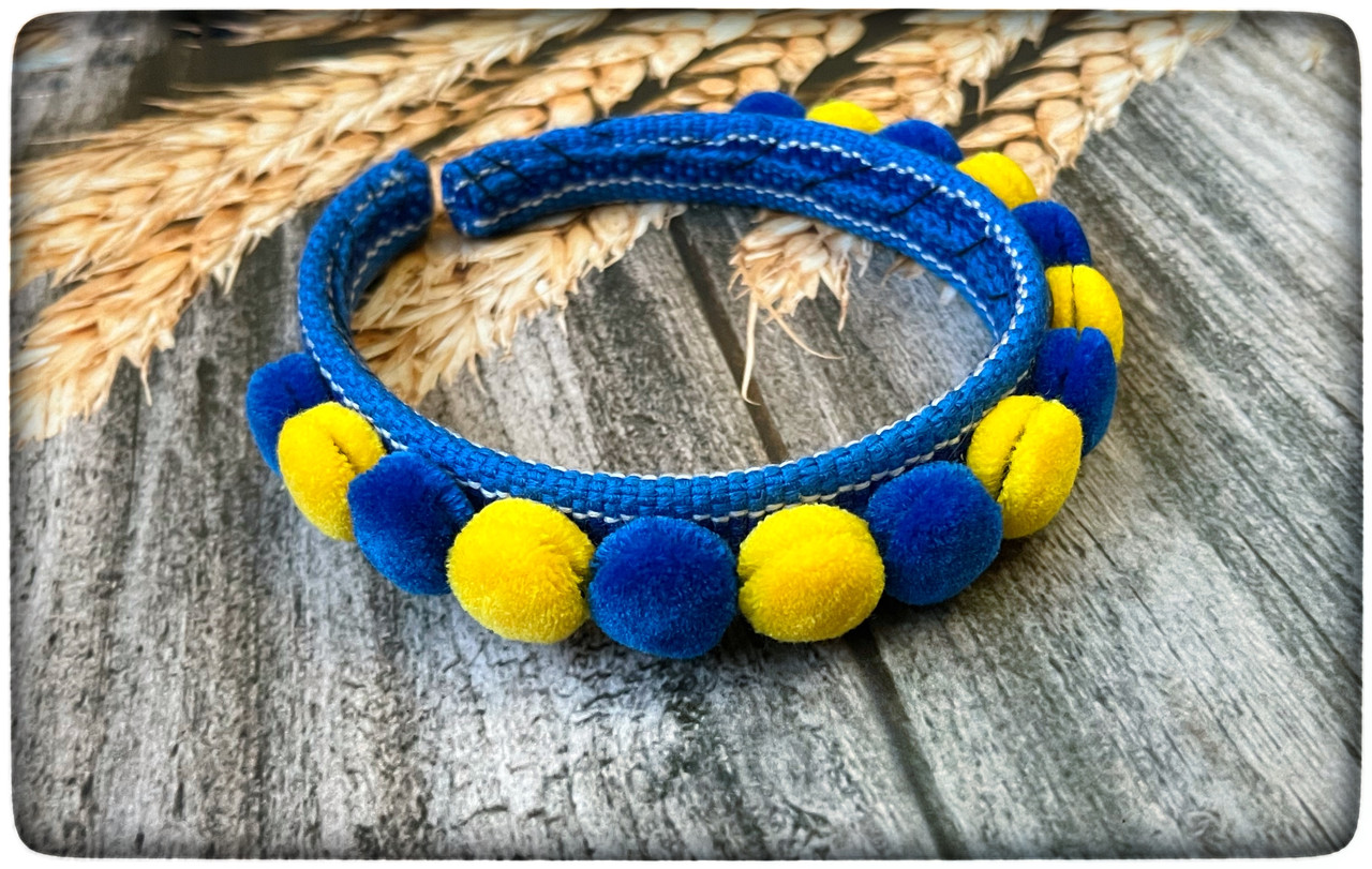 Обруч для волосся Лемківський тканий патріотичний, фото 1