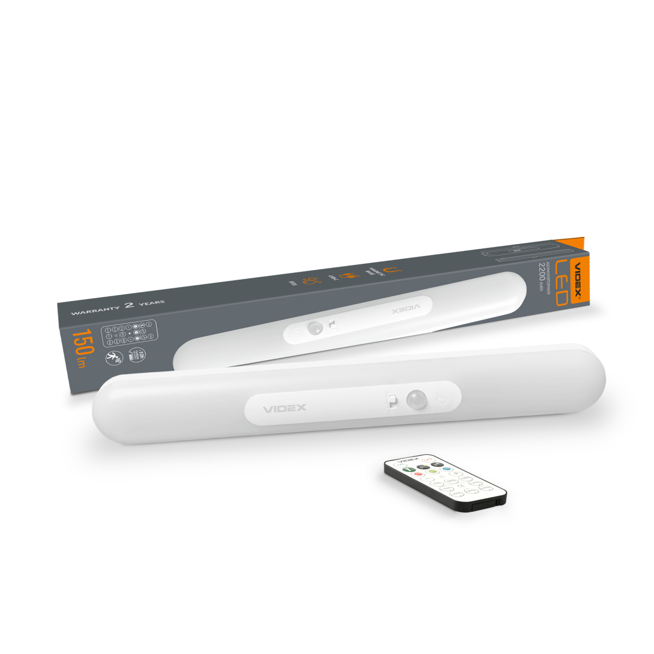 Акумуляторний LED світильник з датчиком руху VIDEX VL-NL013W-SR 1,5W USB-C 2200mAh Li-pol 150Lm 3000K-6500K 300х40х29мм