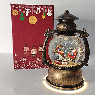 Новорічний музичний світильник Куля зі снігом Water Lantern 22 см ОО-942 ретро ліхтар з ефектом снігу