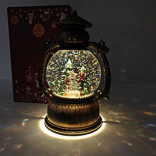 Новорічний музичний світильник зі снігом Куля Water Lantern 22 см ОО-943 ретро ліхтар з ефектом снігу