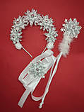 Набір Сніжинки Корона Сніжинка+паличка +браслет (пояс) Набор Снежинки Снежинка Сніжиночки Новорічний обруч, фото 2