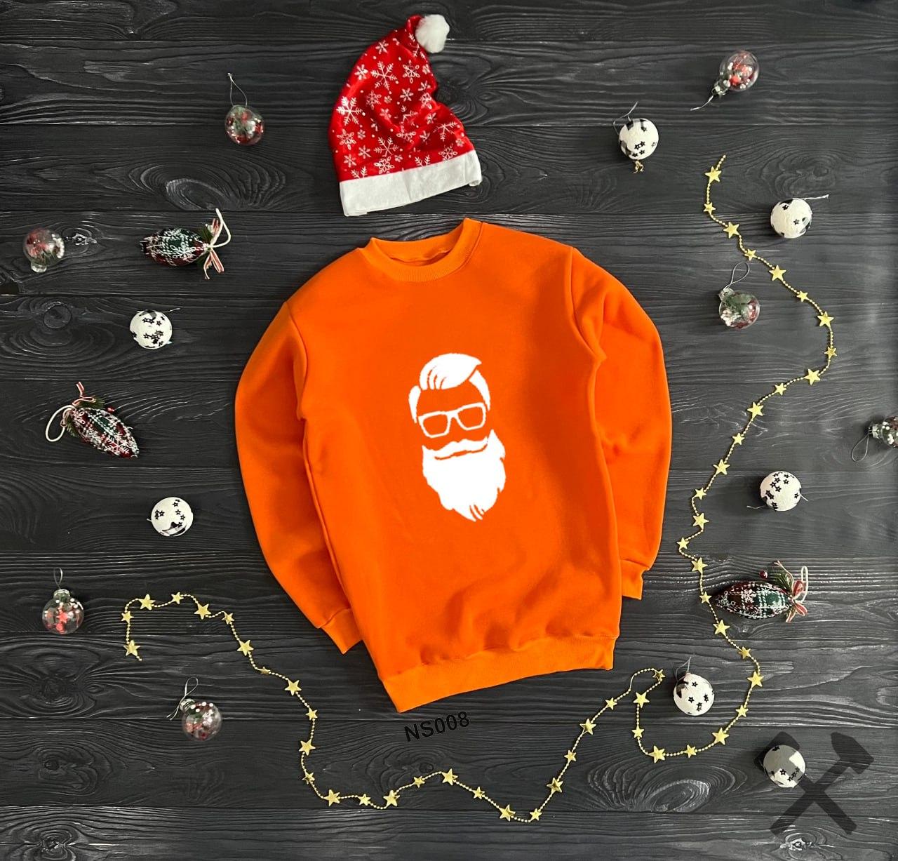 Новорічна толстовка зимова на флісі кофта утеплена світшот Santa Claus помаранчевий