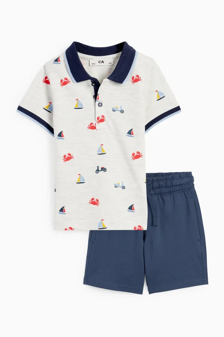 Костюм для хлопчика C&A футболка поло та бавовняні шорти 98 см (3Y)