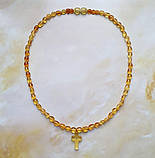 Буси з хрестиком 100% натуральний бурштин 6-7 мм вага 7,5г довжина 46 см, фото 2