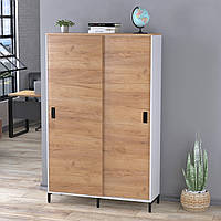 Шафа офісна для документів розсувна двостулкова LS-1200-1900 каркас білий Loft Design Дуб Крафт Золотий