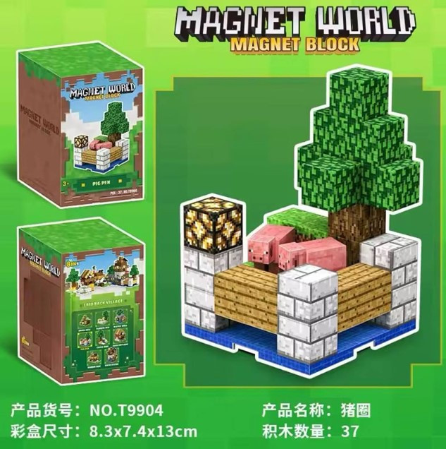  Конструктор из магнитных кубиков Minecraft magnet world на 37 деталей из магнитных блоков, конструктор на магнитах 