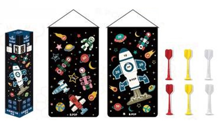 Дитячий дартс 373 магнітний тканинний двосторонній з 6 дротиками в кор., фото 1