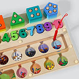Дерев'яна дошка з геометричними пірамідами, сортером-цифрами та магнітним лабіринтом арт. C 65680, фото 6