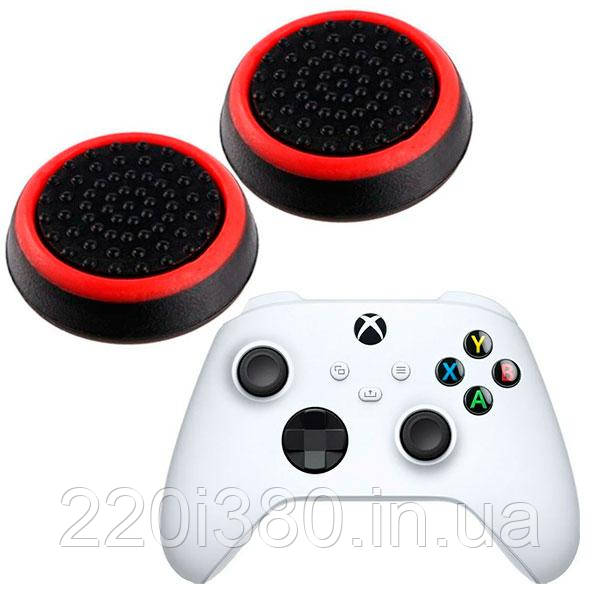 Силіконові накладки для джойстика Xbox Series S / X чорні з червоним 2 шт