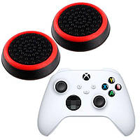 Силіконові накладки для джойстика Xbox Series S / X чорні з червоним 2 шт