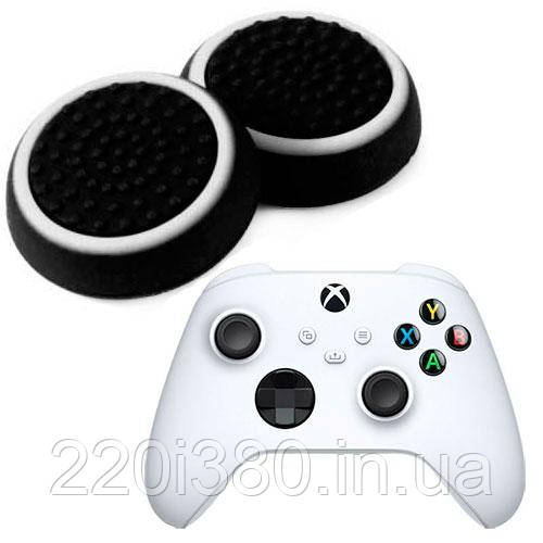Силіконові накладки для джойстика Xbox Series S / X чорні з білим2 шт