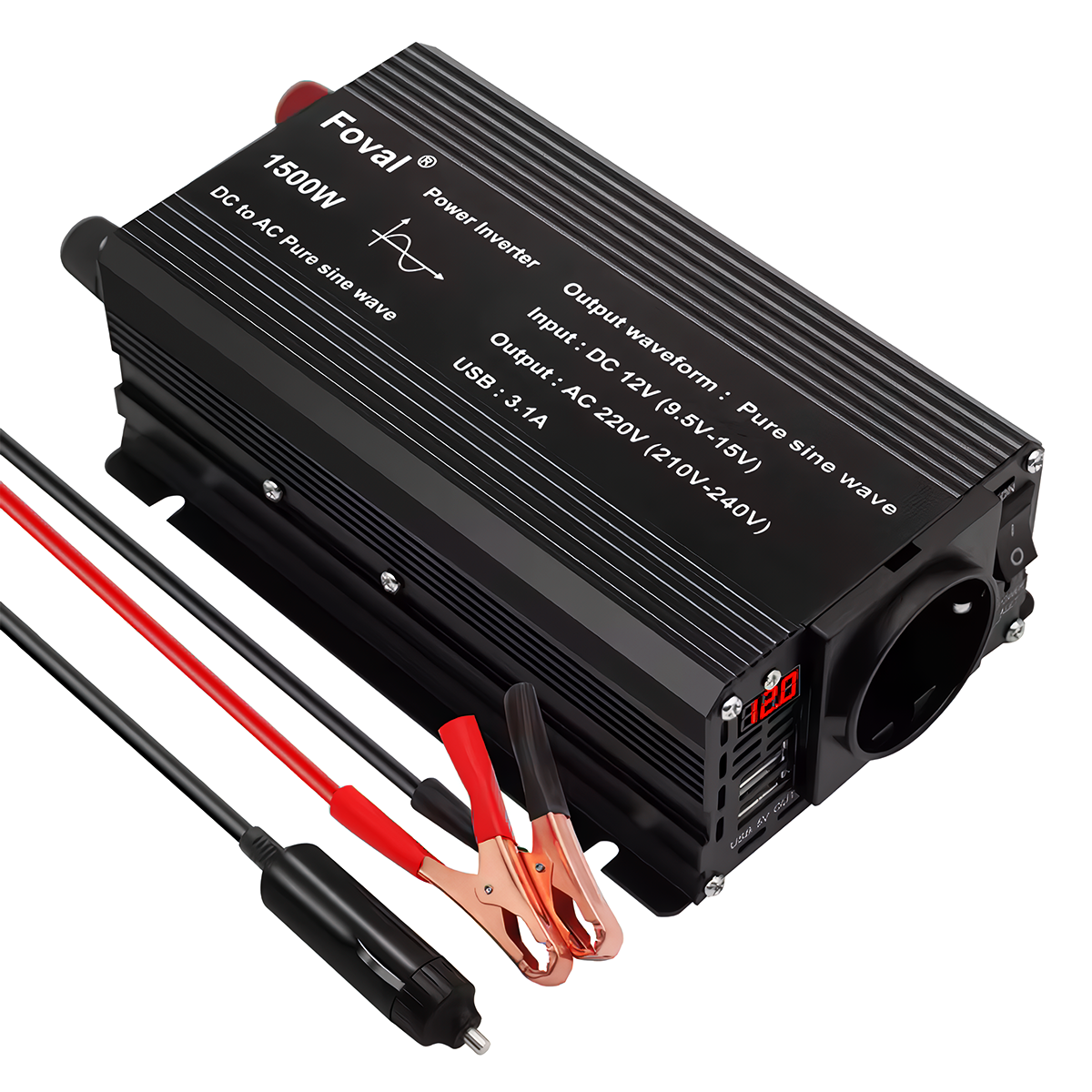 Інвертор Foval 750w/1500w 12-220v pure sine чистий синус, перетворювач напруги 12 в 220 м