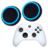 Силіконові накладки для джойстика Xbox Series S / X чорні з бірюзовим 2 шт