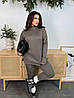 Жіночий зручний теплий костюм в рубчик: лосини та светр-туніка з рукавами на пальчик, фото 8