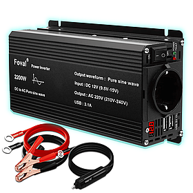 Інвертор Foval 1100w/2200w 12-220v pure sine чистий синус, перетворювач напруги 12 в 220 м