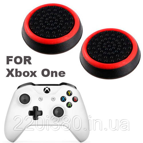 Силіконові накладки для джойстика Xbox One чорні з червоним 2 шт