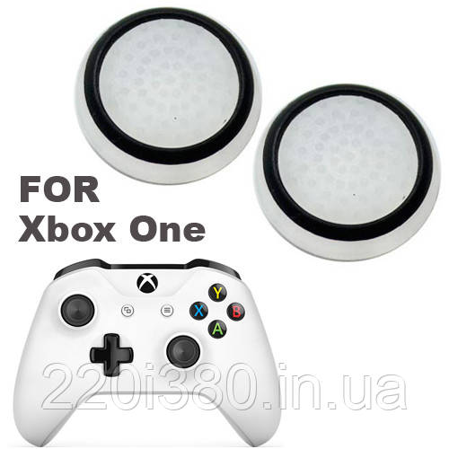Силіконові накладки для джойстика Xbox One білі з чорним 2 шт