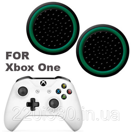 Силіконові накладки для джойстика Xbox One чорні з зеленим 2 шт