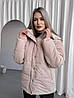 Тепла жіноча молодіжна об'ємна коротка стьобана куртка зі зйомним капюшоном, фото 6