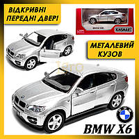 Металева колекційна машинка BMW X6, дитяча залізна іграшкова модель машини БМВ Х6 KT5336W сірий